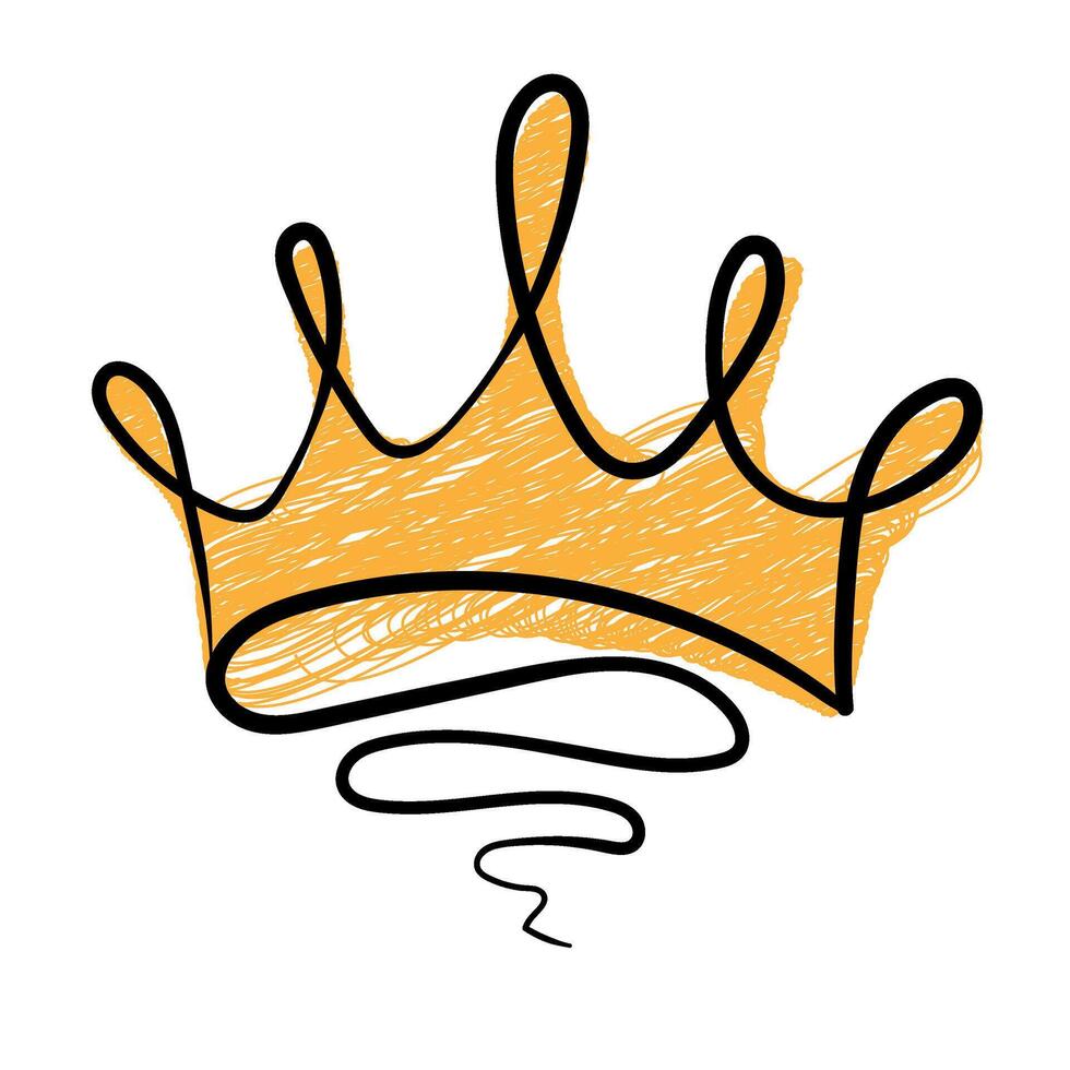 disegnato a mano corona nel spazzola ictus struttura dipingere stile.corona scarabocchio icona vettore