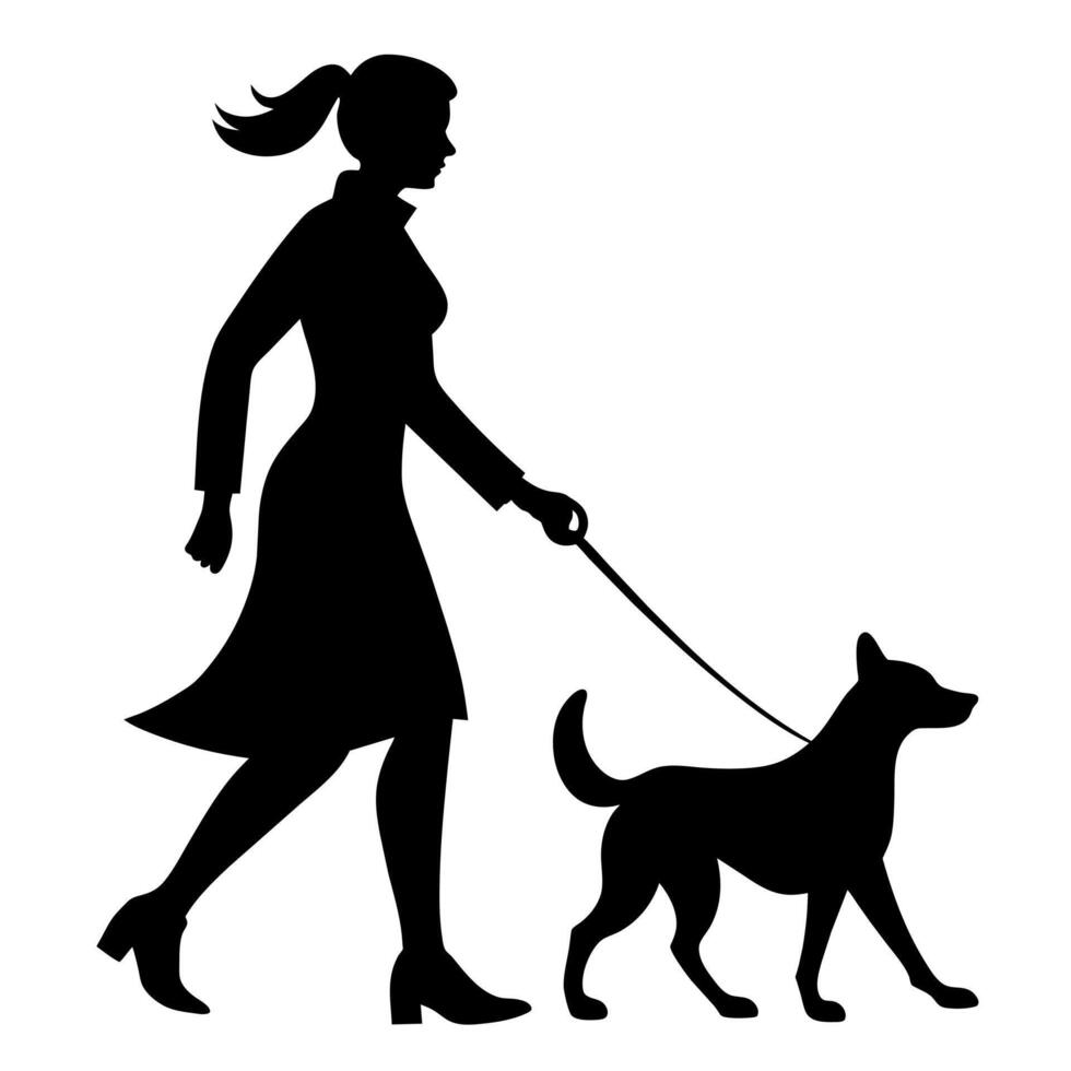 un' donna con cane illustrazione vettore