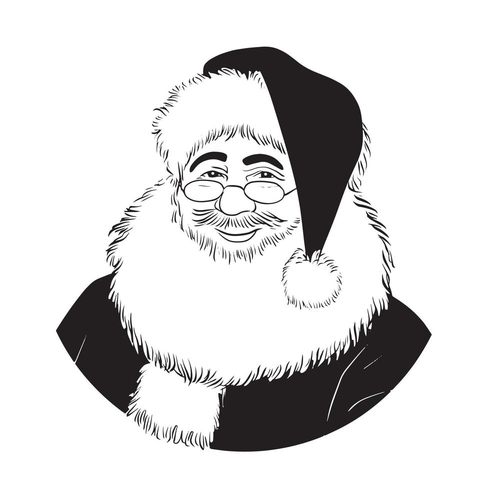 babbo natale illustrazione vettoriale arte bianco e nero potrait