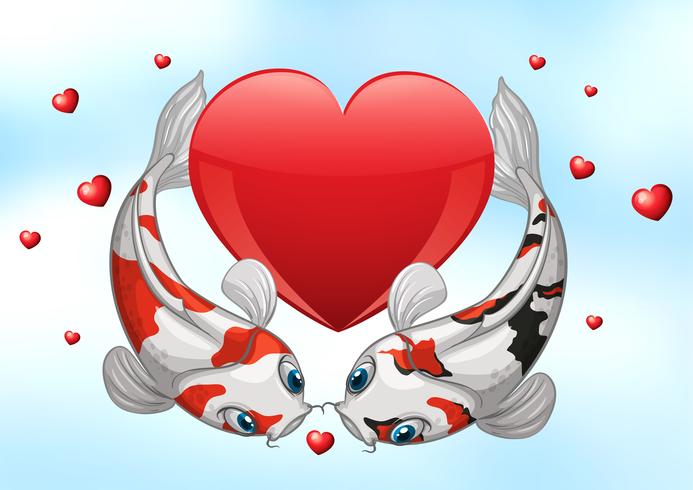 San Valentino Koi vettore