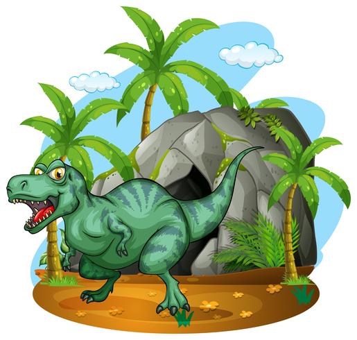 T-Rex che vive nella grotta vettore