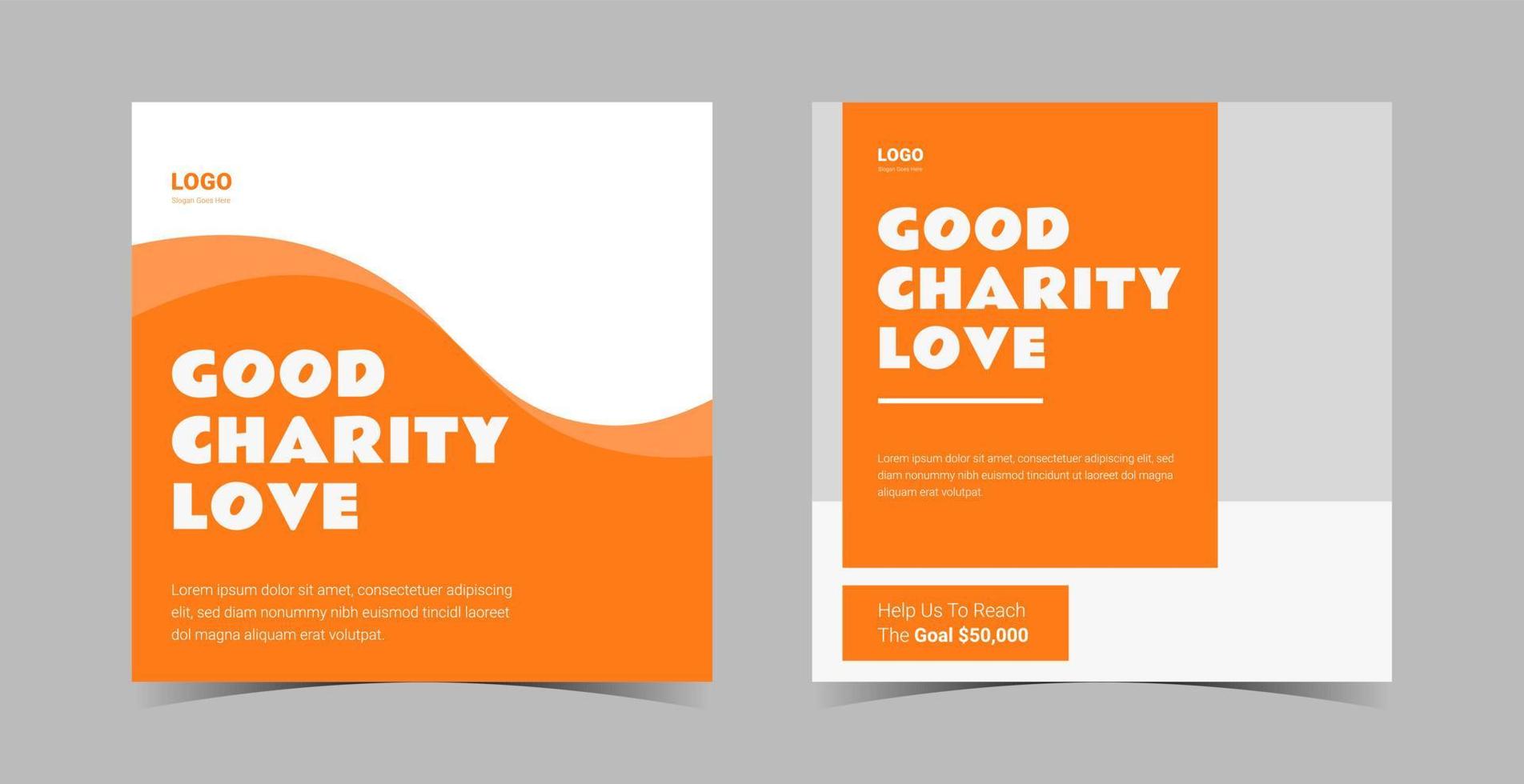 pacchetto di modelli di progettazione di social media di supporto di beneficenza. disegno del manifesto di donazione di beneficenza vettore