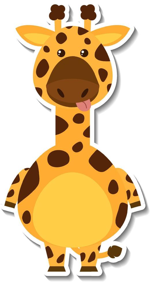 adesivo cartone animato animale giraffa paffuta vettore