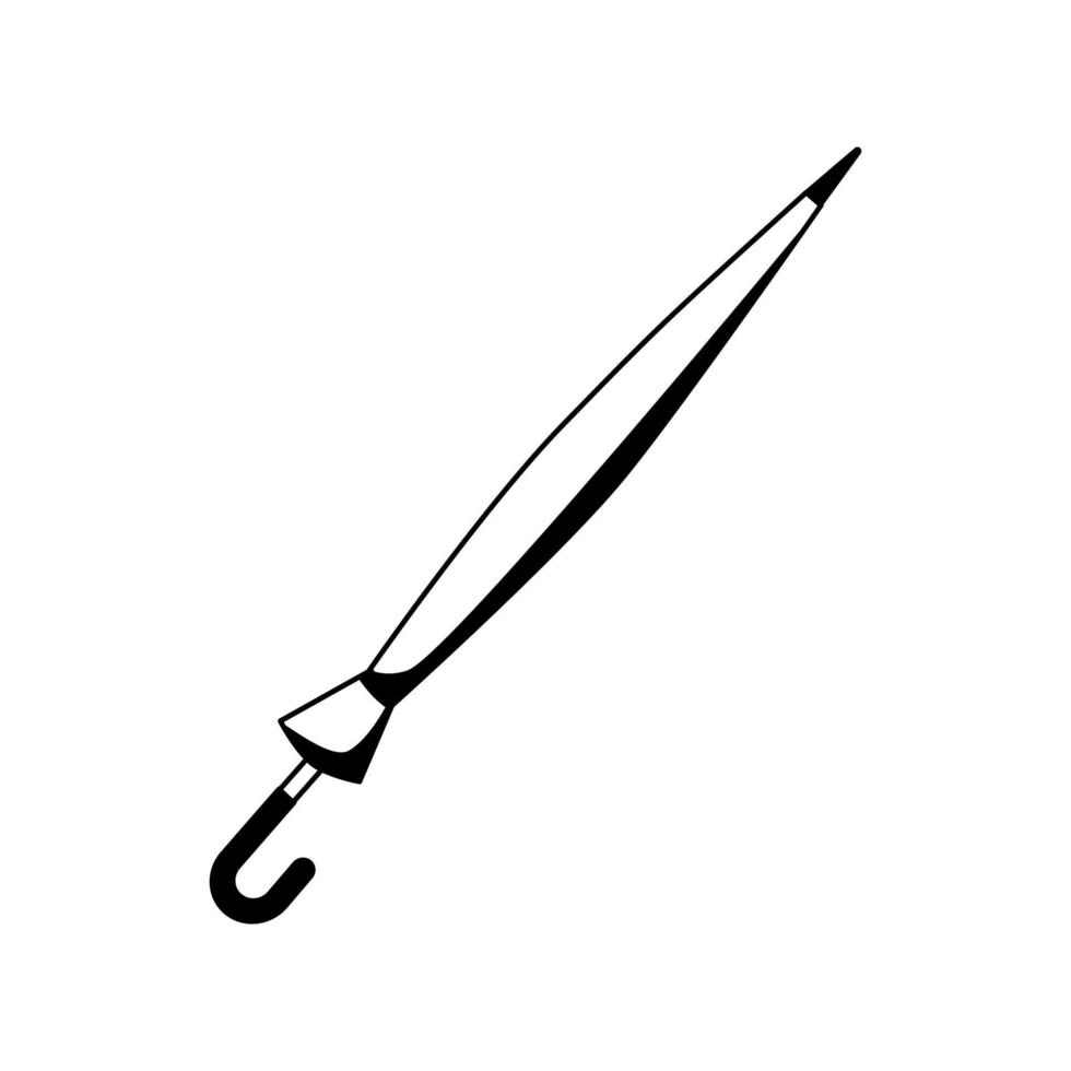 ombrello in stile doodle, isolato su uno sfondo bianco. illustrazione vettoriale