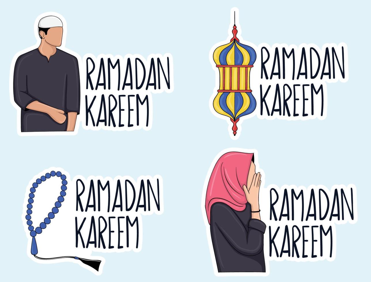 collezione di adesivi ramadan kareem vettore