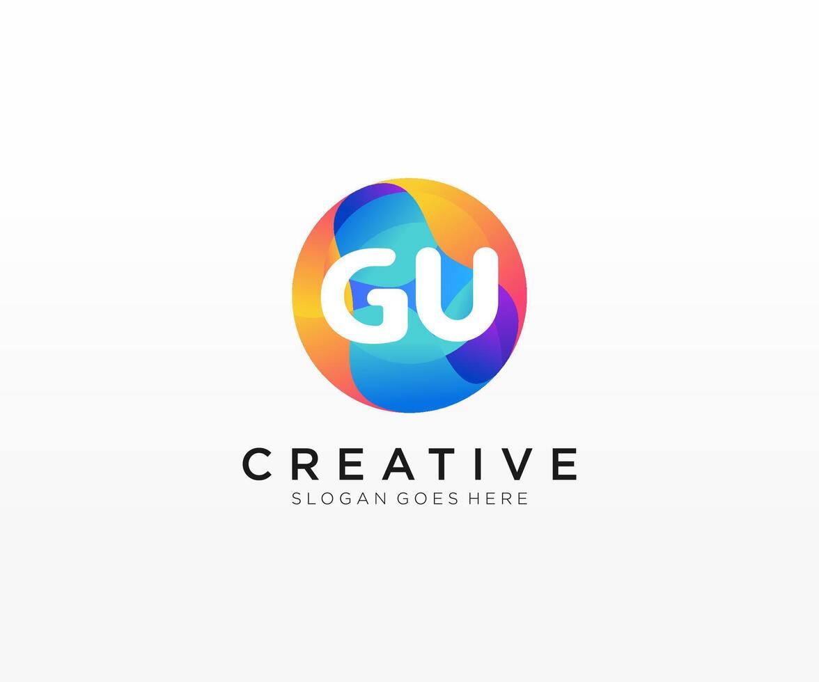 GU iniziale logo con colorato cerchio modello . vettore