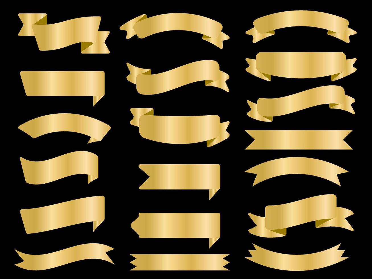 d'oro colore nastro elementi. oro schema moderno semplice nastri collezione. piatto bandiera nastro per decorativo design. nastri, striscioni, distintivi, etichette design elementi. vettore