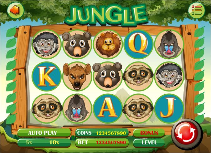 Modello di gioco per computer con tema jungle vettore