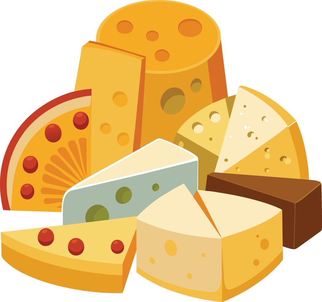 formaggio e fetta su bianca sfondo vettore