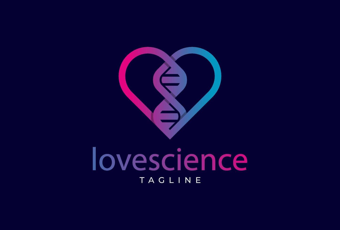 amore logo disegno, cuore con dna icona combinazione, utilizzabile scienza, tecnologia e azienda loghi, illustrazione vettore