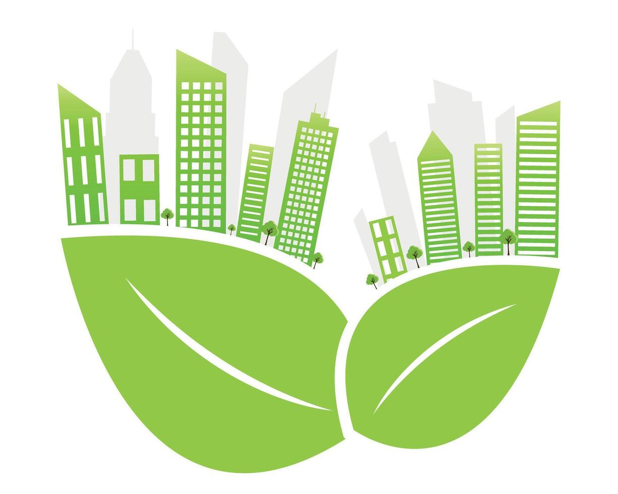 ecologia concetto, il mondo è nel il energia Salvataggio leggero lampadina verde, illustrazione. verde eco città vettore