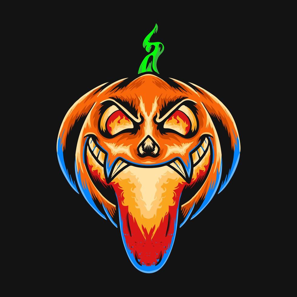 mostro di zucca spaventoso halloween premium vector thshirt design illustrazione