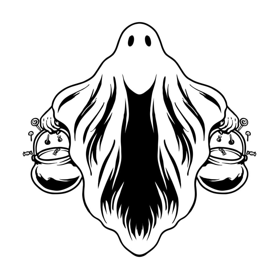 disegno della maglietta dell'illustrazione di vettore del costume di halloween spaventoso premium