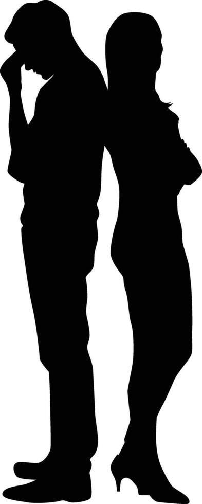 coppia silhouette illustrazione nel nero colore. mano disegnato uomini e donne persona posa vettore