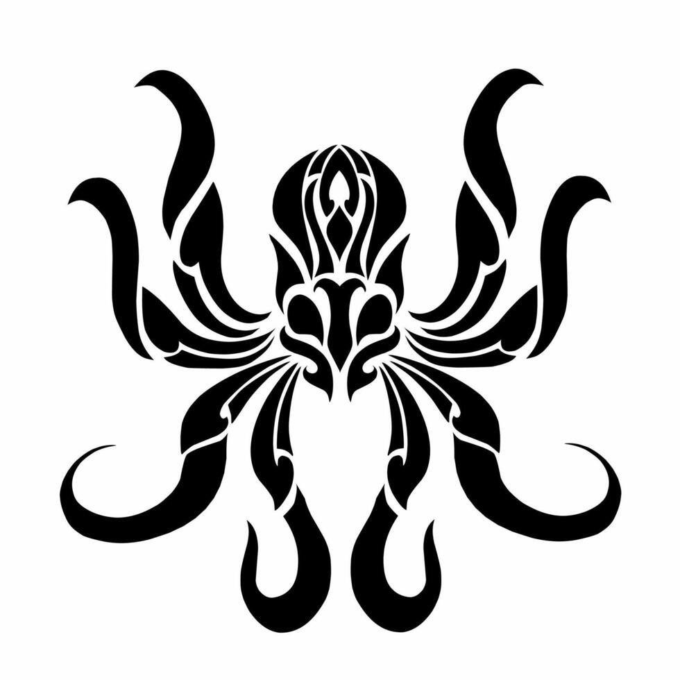 illustrazione grafica di tribale arte tatuaggio design astratto polpo con tentacoli vettore