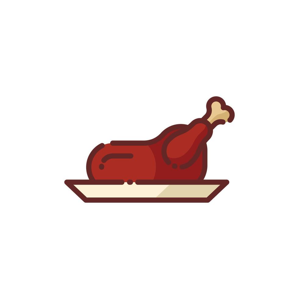 pollo arrostito diretto icona - autunno stagione icona illustrazione design vettore