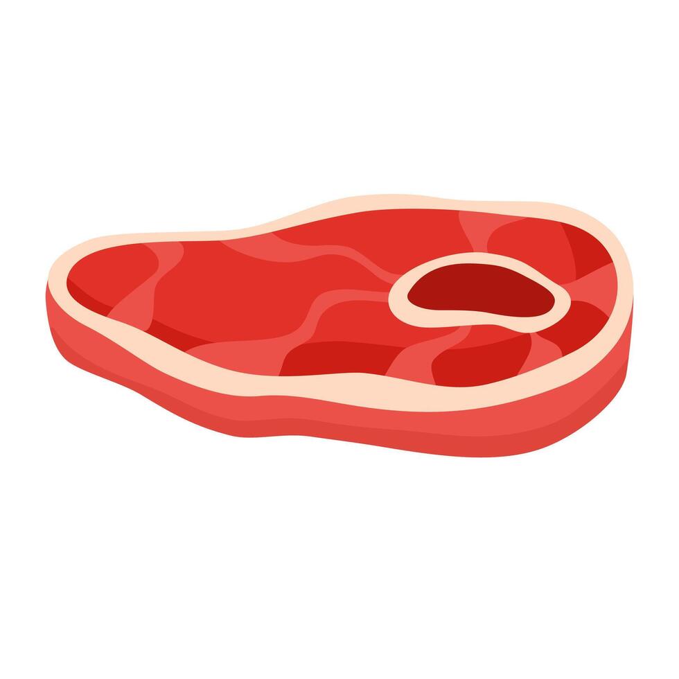 Maiale carne pezzo con osso. tagliare crudo fresco carnoso bistecca. tritato cibo, filetto con lardo. crudo parte di maiale. animale proteina e Grasso Prodotto. piatto illustrazione isolato su bianca sfondo vettore