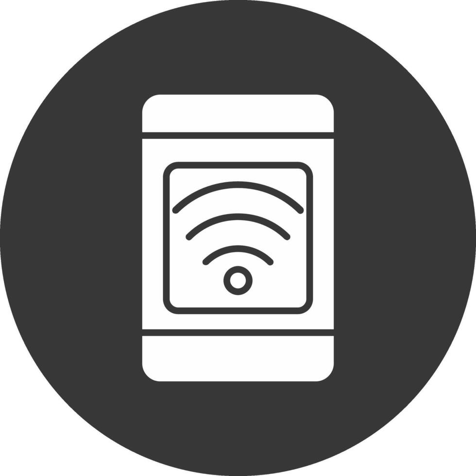 mobile connessione glifo rovesciato icona vettore