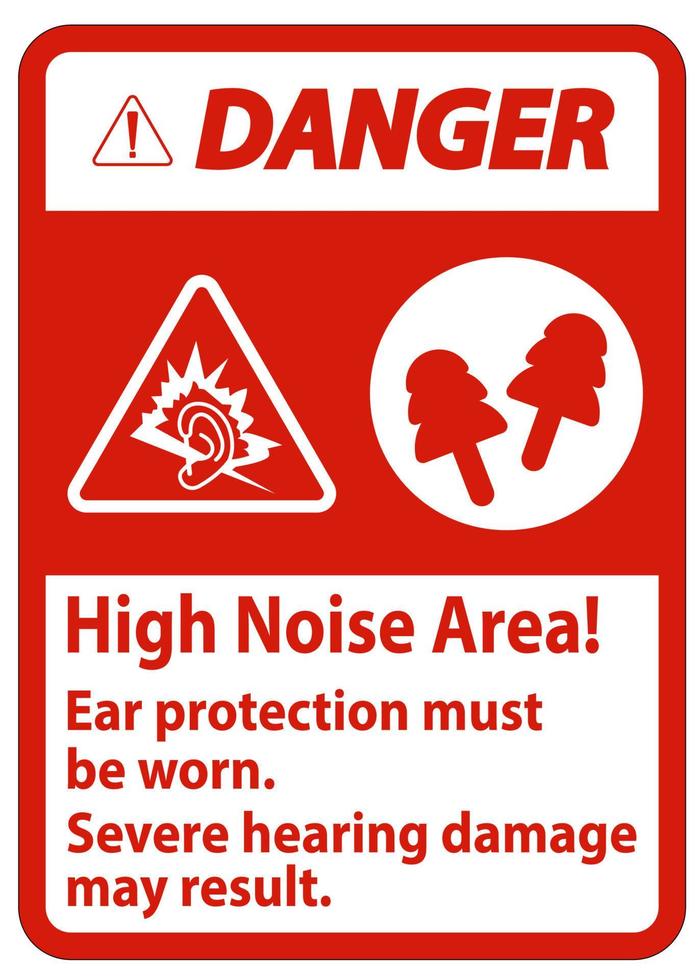 segnale di avvertimento è necessario indossare protezioni per le orecchie in zone ad alto rumore, possono verificarsi gravi danni all'udito vettore