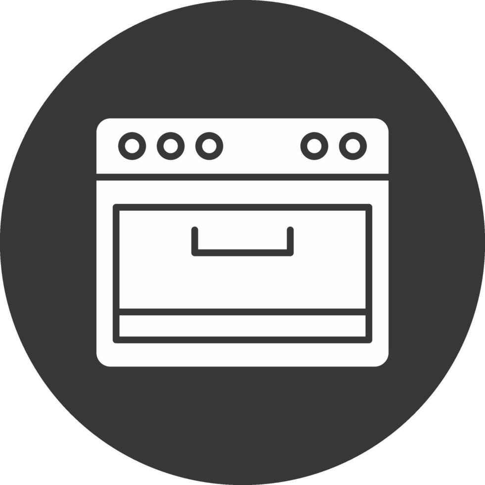 cucinando stufa glifo rovesciato icona vettore