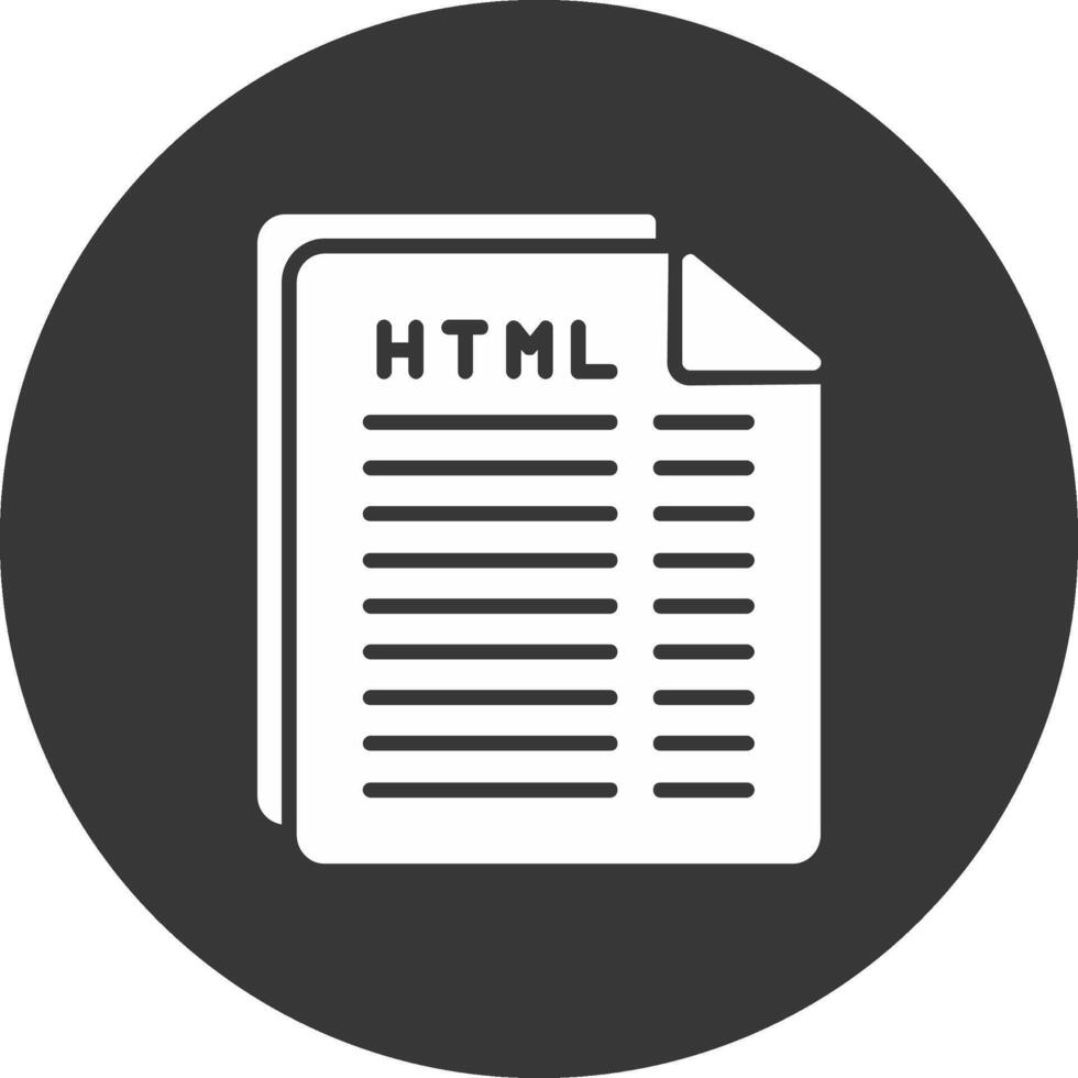 html file glifo rovesciato icona vettore