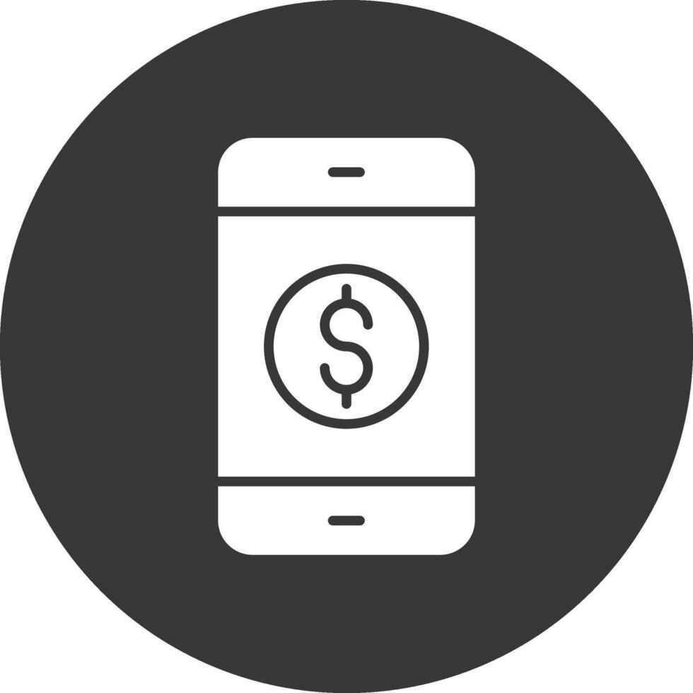 mobile bancario glifo rovesciato icona vettore