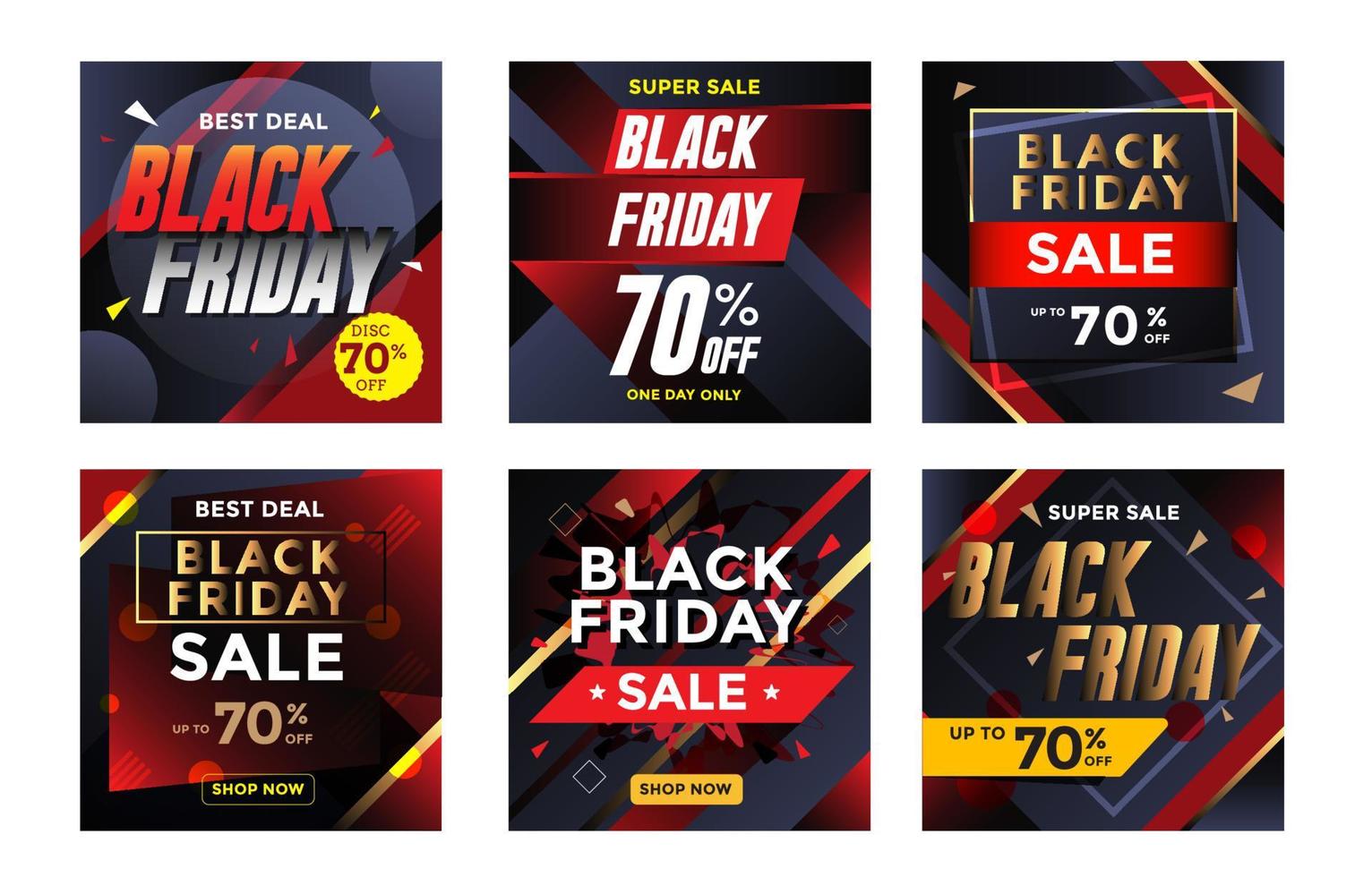 concetto di post sui social media di vendita del black friday vettore