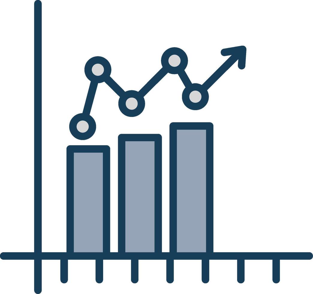 bar grafico linea pieno grigio icona vettore