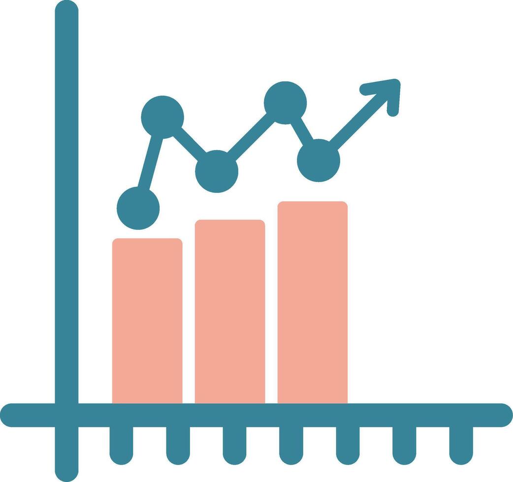 icona a due colori del glifo del grafico a barre vettore