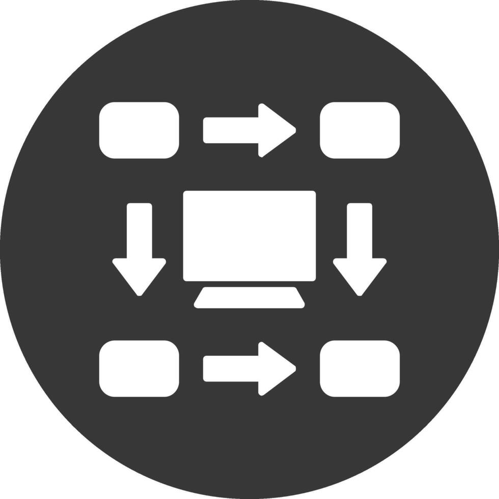 icona del glifo del flusso di lavoro invertito vettore