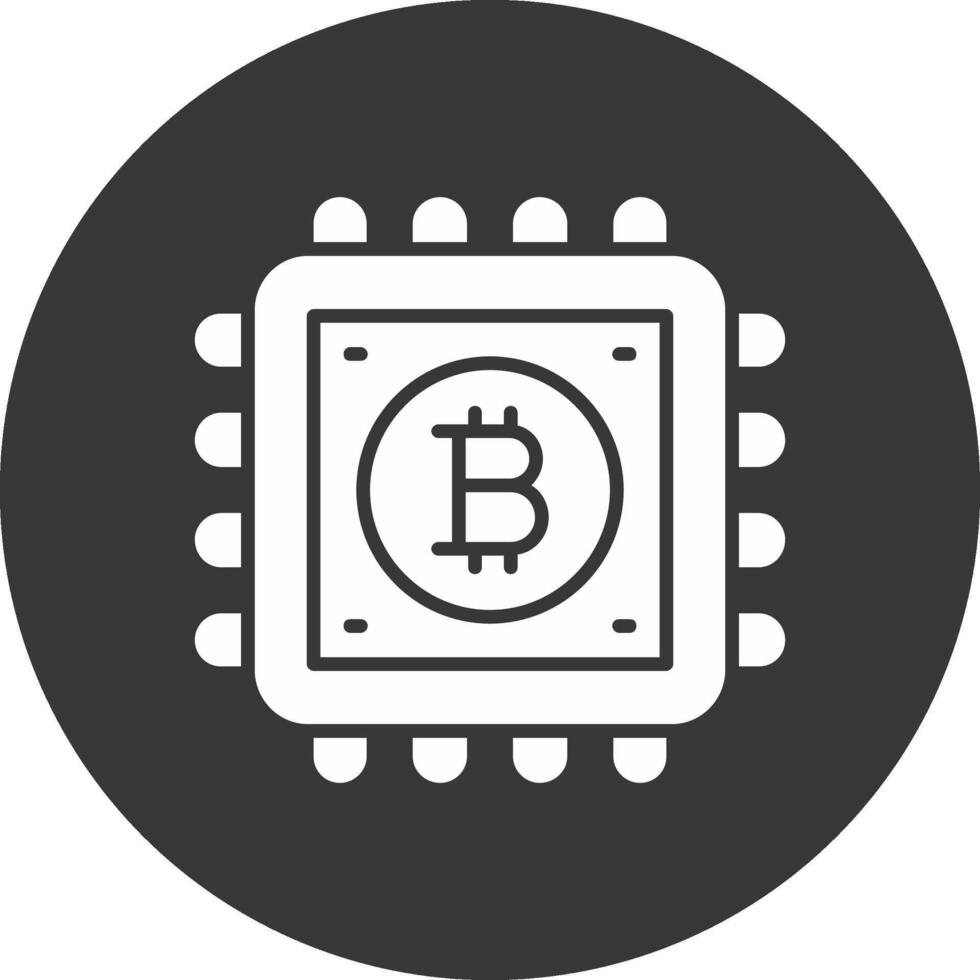 bitcoin processi glifo rovesciato icona vettore