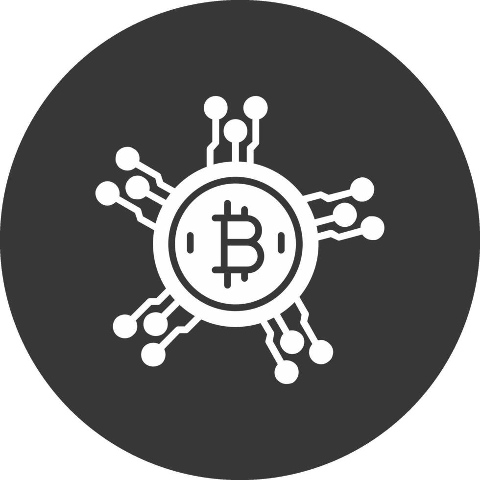 bitcoin Rete glifo rovesciato icona vettore