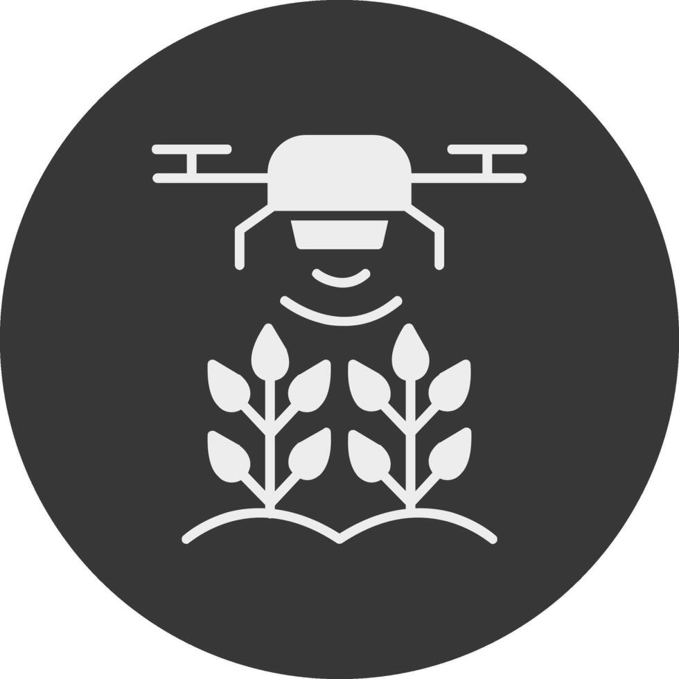 agricolo droni glifo rovesciato icona vettore