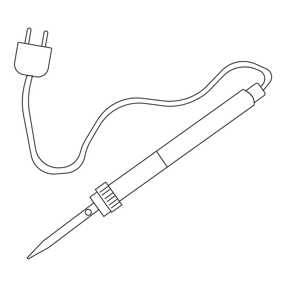icona del contorno del saldatore, utensile elettrico per la saldatura vettore