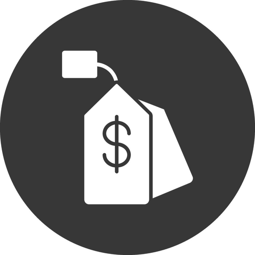 icona del glifo del cartellino del prezzo invertito vettore