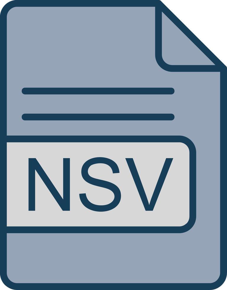 nsv file formato linea pieno grigio icona vettore