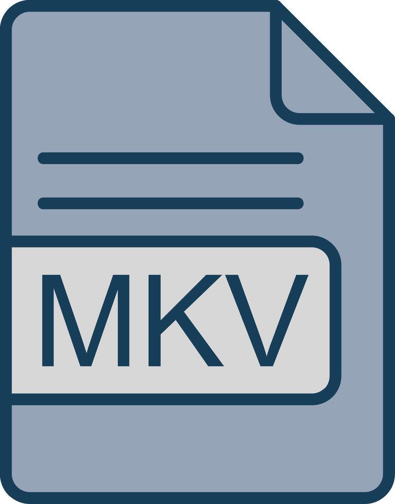 mkv file formato linea pieno grigio icona vettore