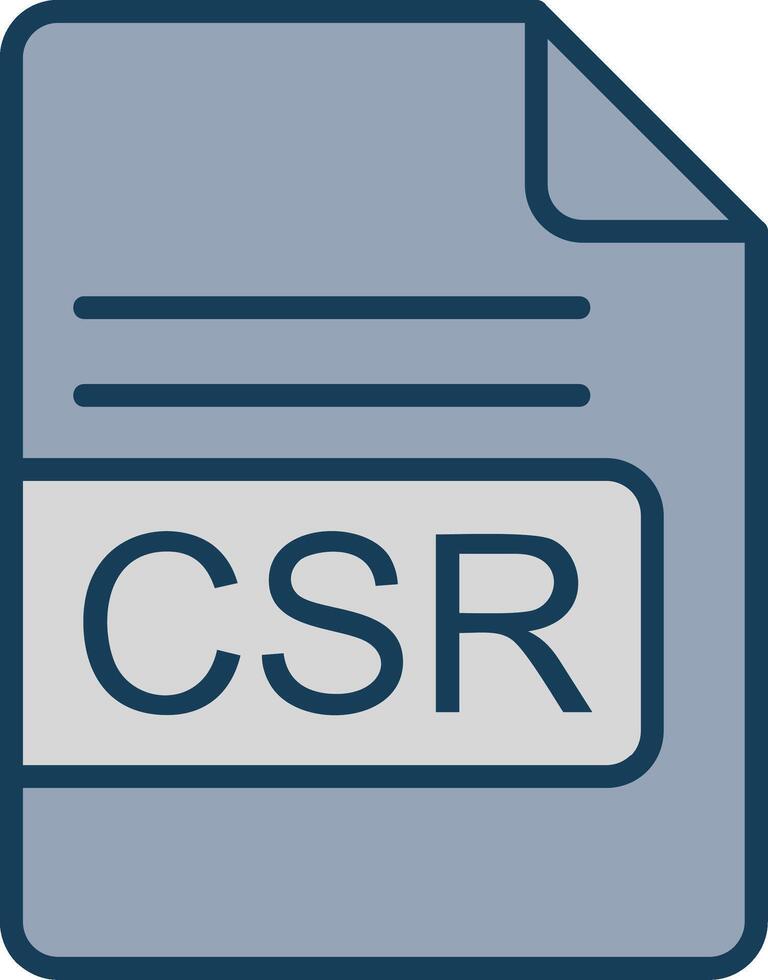 csr file formato linea pieno grigio icona vettore