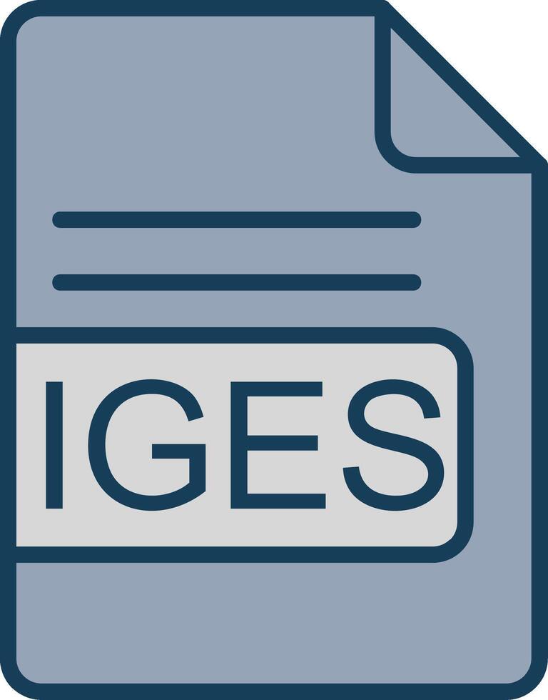 iges file formato linea pieno grigio icona vettore