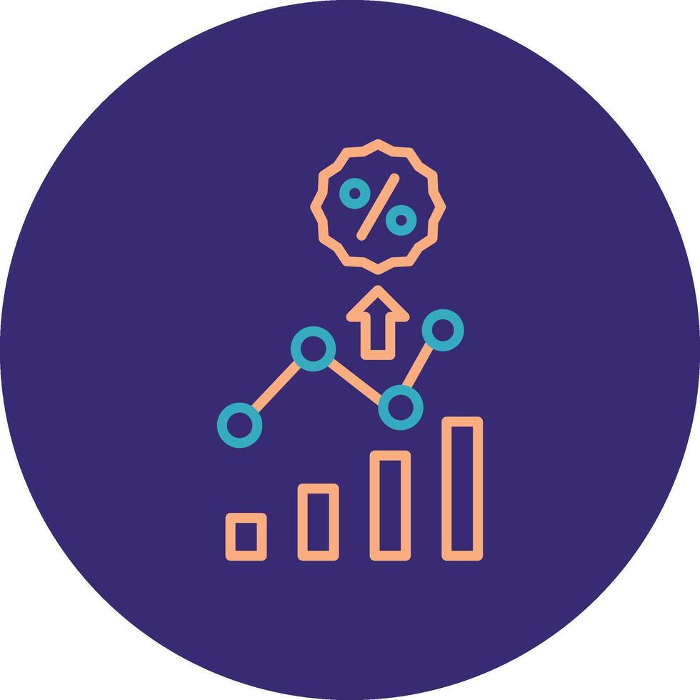 percentuale linea Due colore cerchio icona vettore