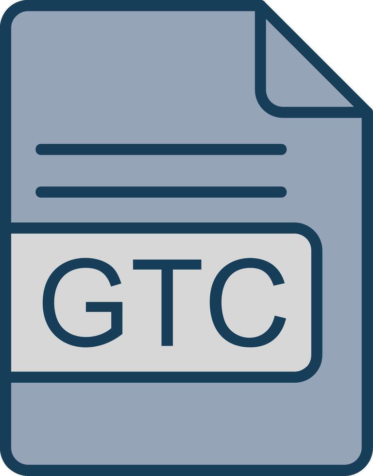 gtc file formato linea pieno grigio icona vettore