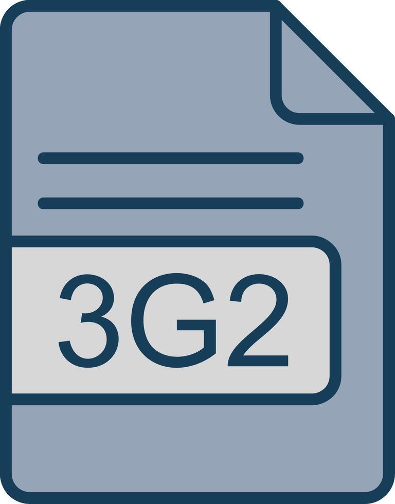 3g2 file formato linea pieno grigio icona vettore