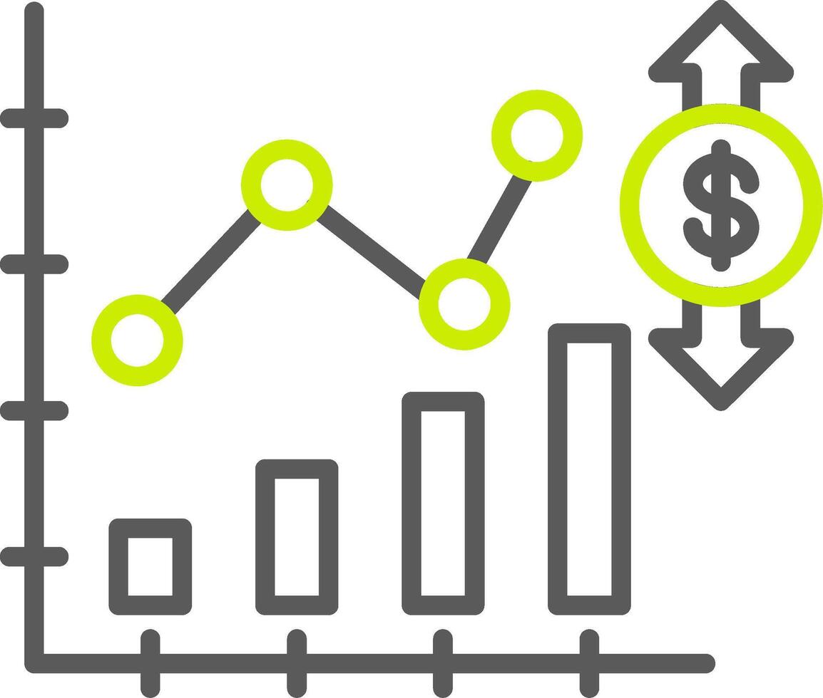 mercato fluttuazione linea Due colore icona vettore