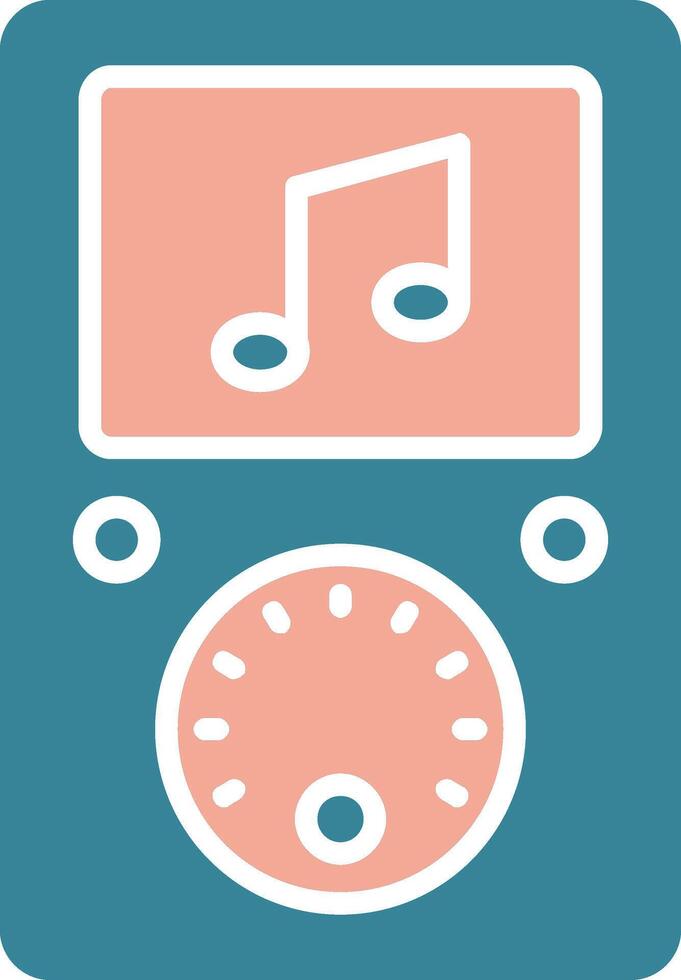 icona a due colori del glifo del lettore musicale vettore