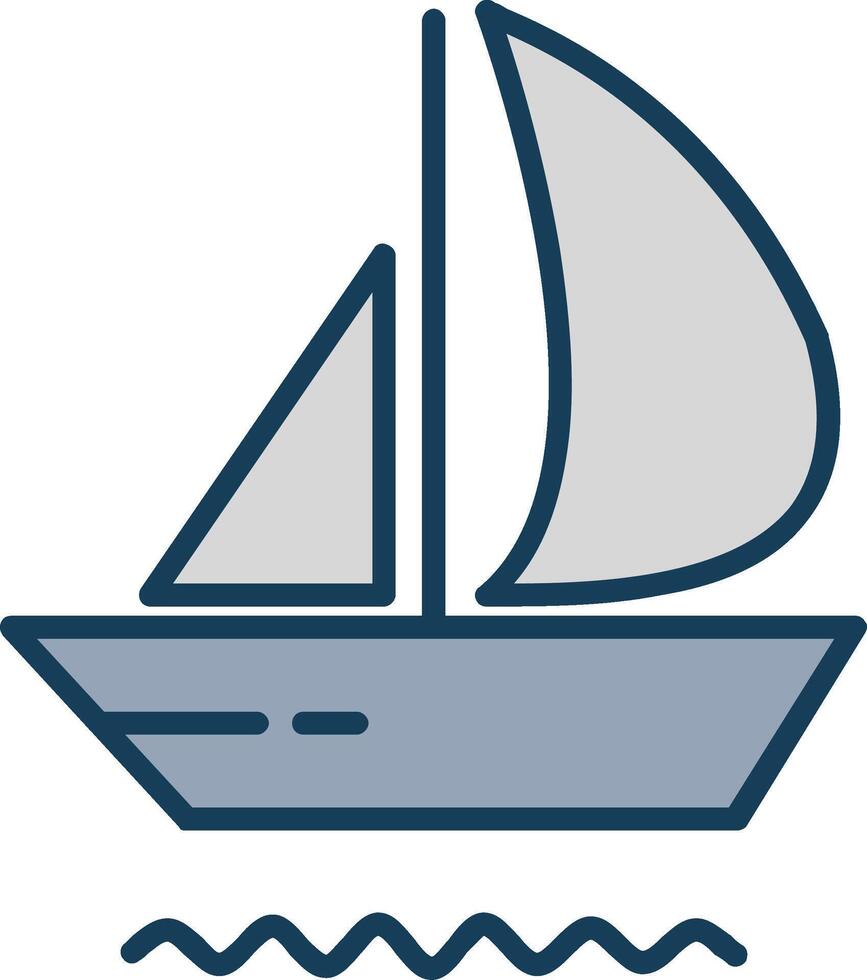 yacht linea pieno grigio icona vettore