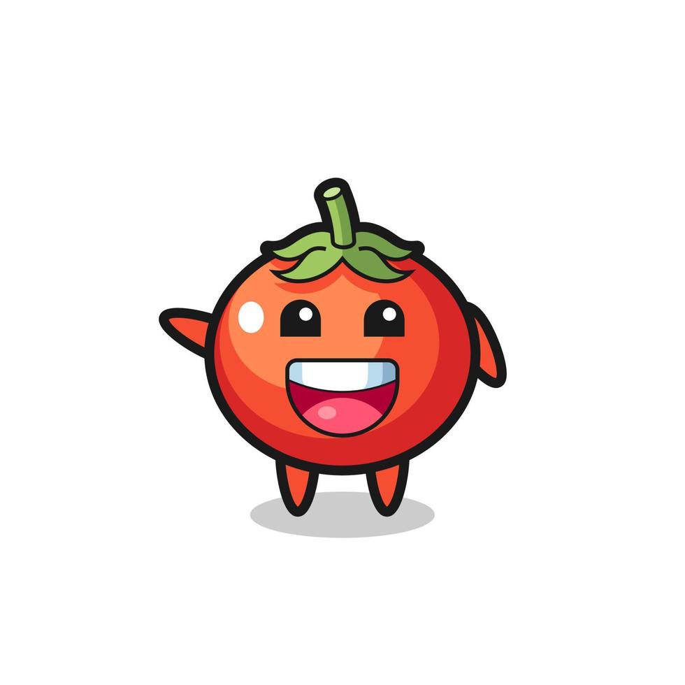 Pomodori felici simpatico personaggio mascotte vettore