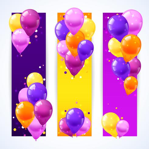 Banner di palloncini colorati verticale vettore