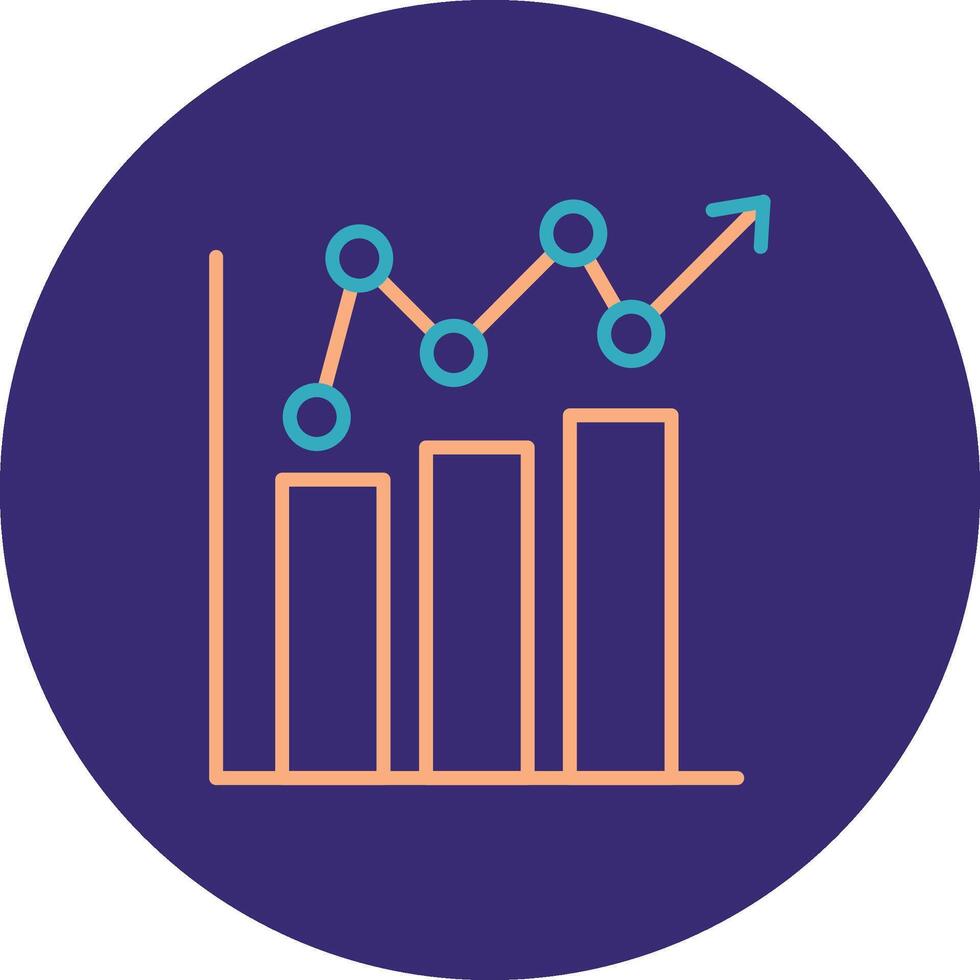 bar grafico linea Due colore cerchio icona vettore