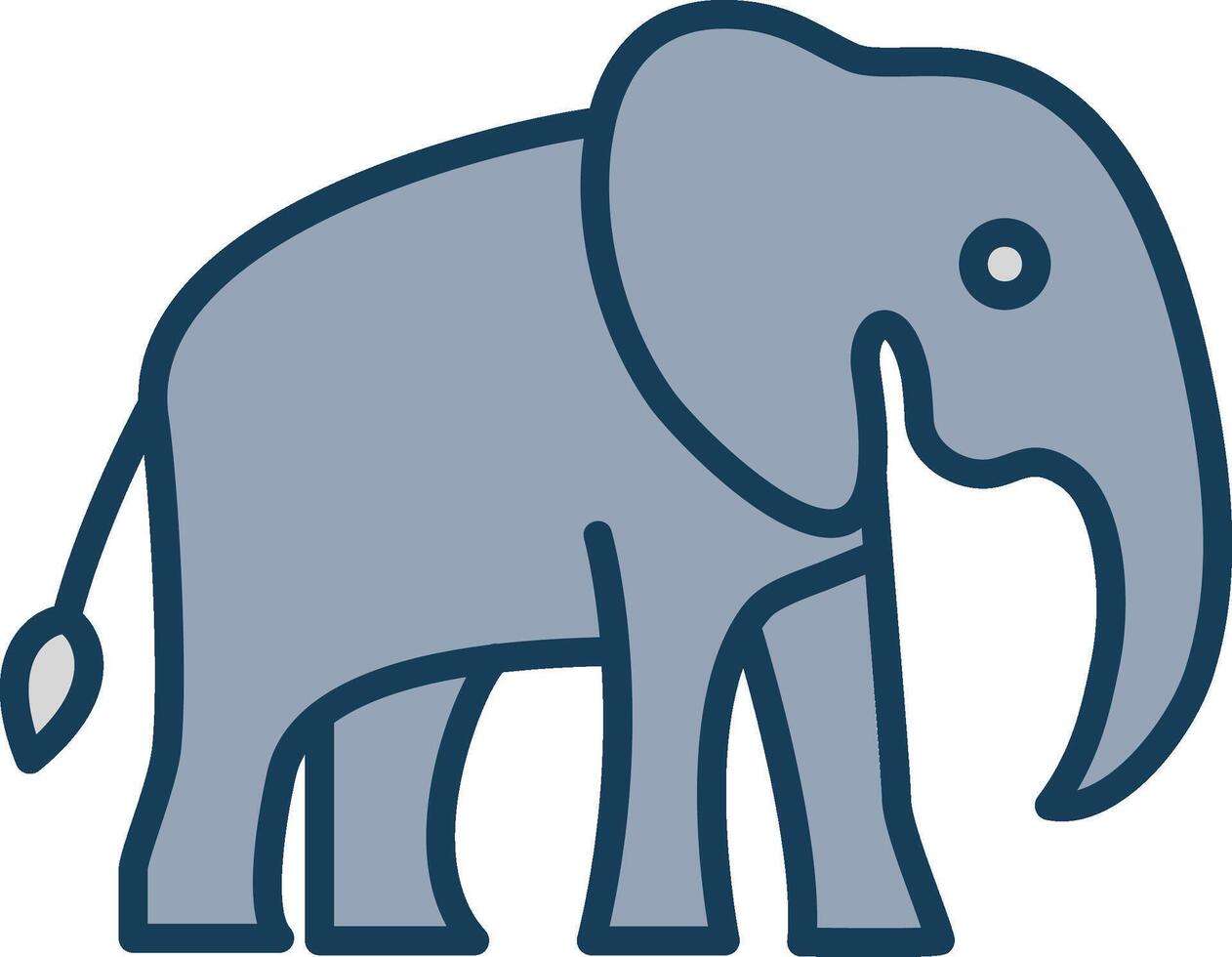 elefante linea pieno grigio icona vettore