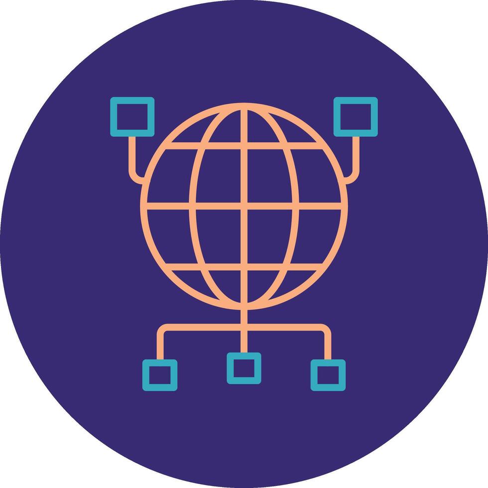 globale organizzazione linea Due colore cerchio icona vettore